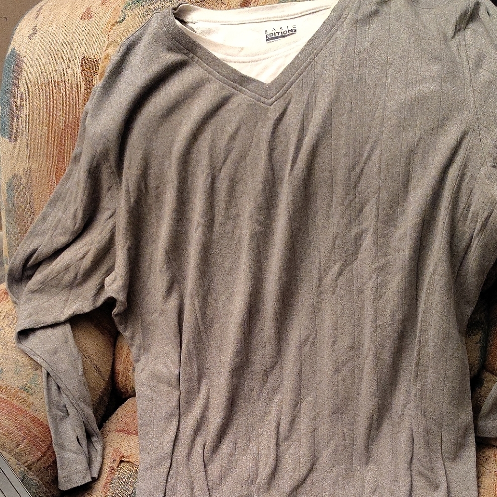 Men's Gray V-Neck Sweater top Basic Edition 3XLT